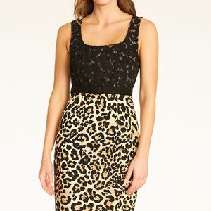 Muse Lace Overlay Leopard Print Cocktail Dress Size 6